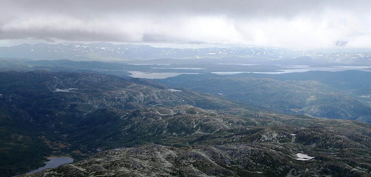 Utsikt over Hardangervidda fra høyfjellet ved Geilo, der Helt på Vidda arrangeres
