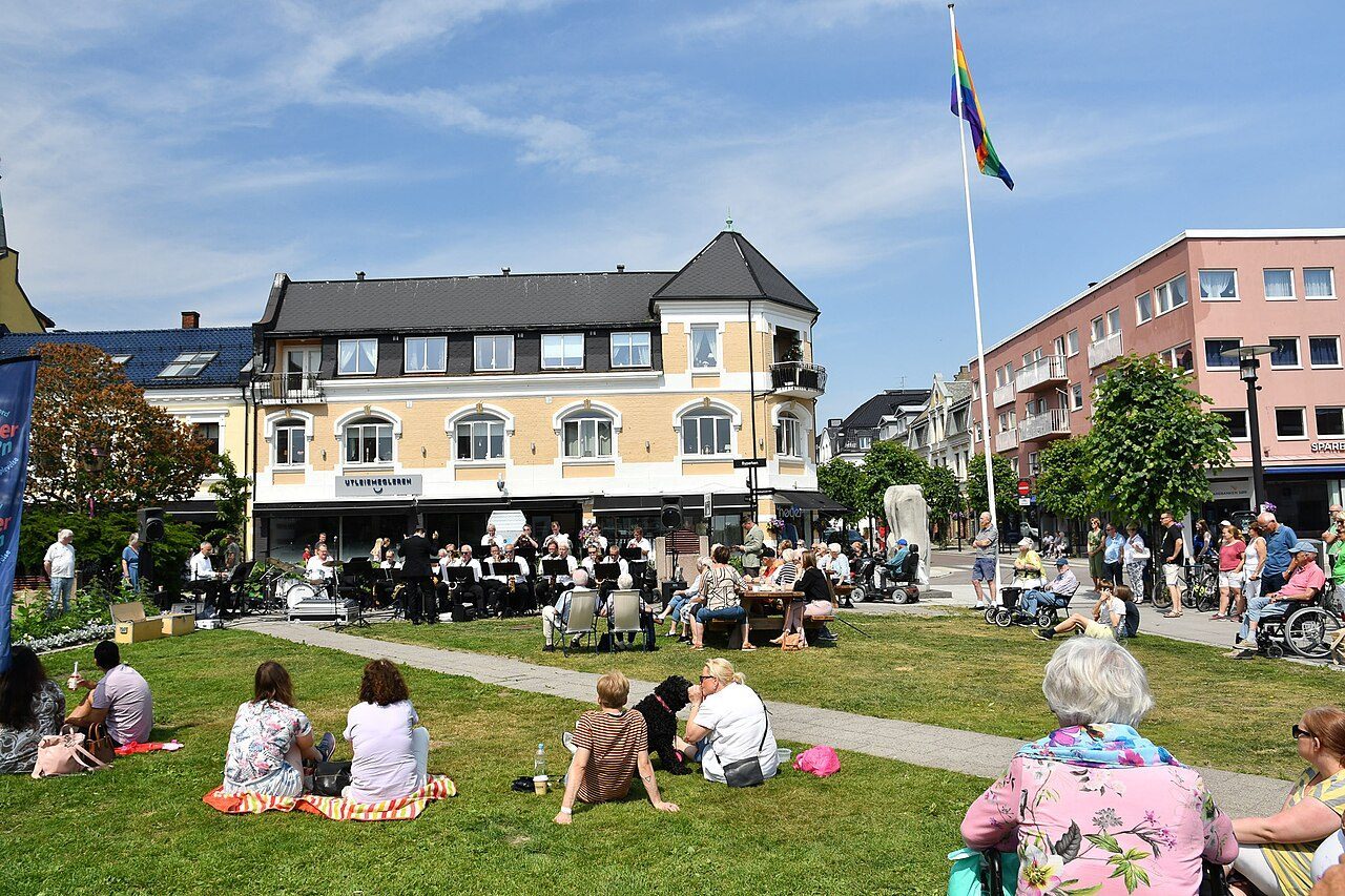 Byparken i Sandefjord sentrum, bydelen der Kurbadhagen ligger